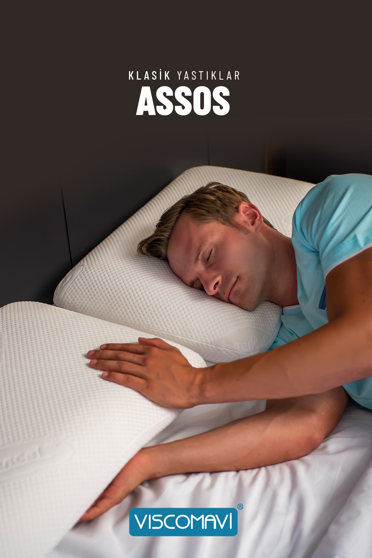 Viscomavi Assos Visco Yastık Klasik Hafızalı Visco Yastık 65x45x12 CM